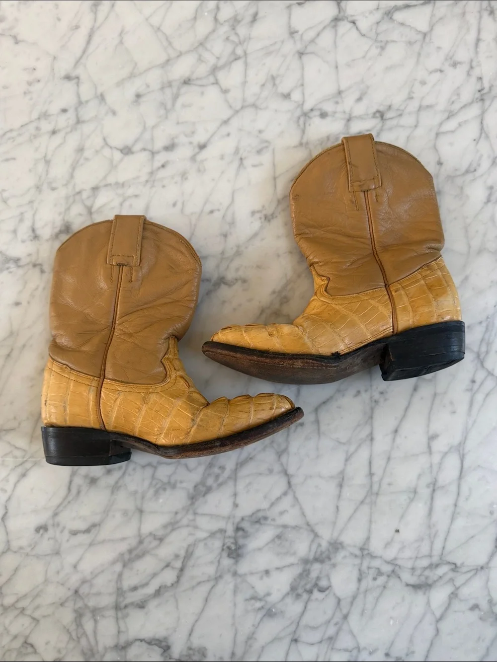 Little Kid Tan Crocodile Western Cowboy Boot Sz 12C